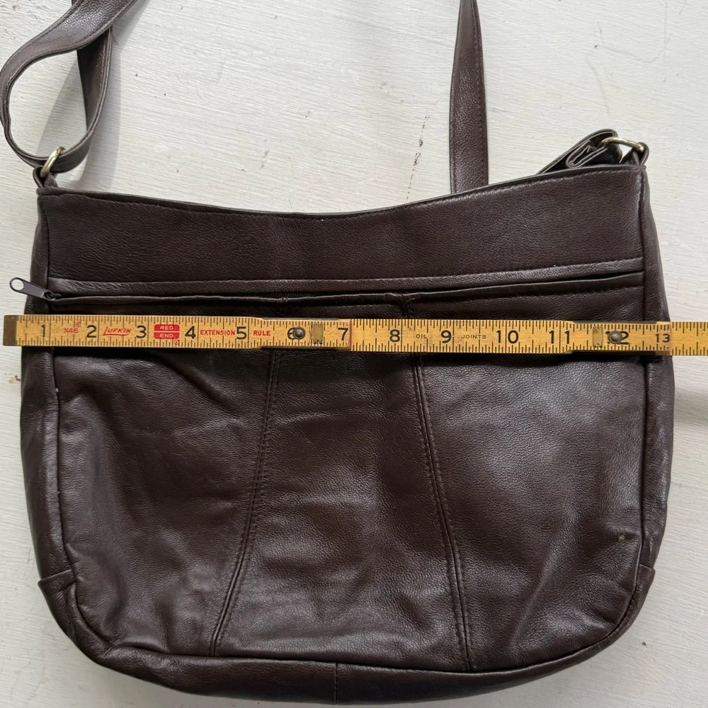 Etienne Aigner Genuine Leather Chocolate Brown Adjustable Strap Handbag Purse